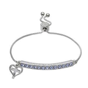 Heart & Cross Bar Adjustable Bracelet Blessed